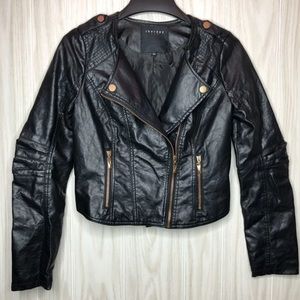 Therapy Faux Leather Moto Jacket Bronze Zippers